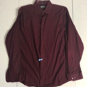 Express 1MX Burgundy Dress Shirt